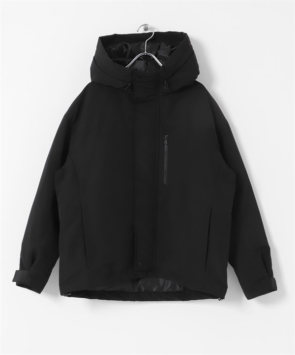 防潑水連帽羽絨外套(黑色-FREE-BLACK)