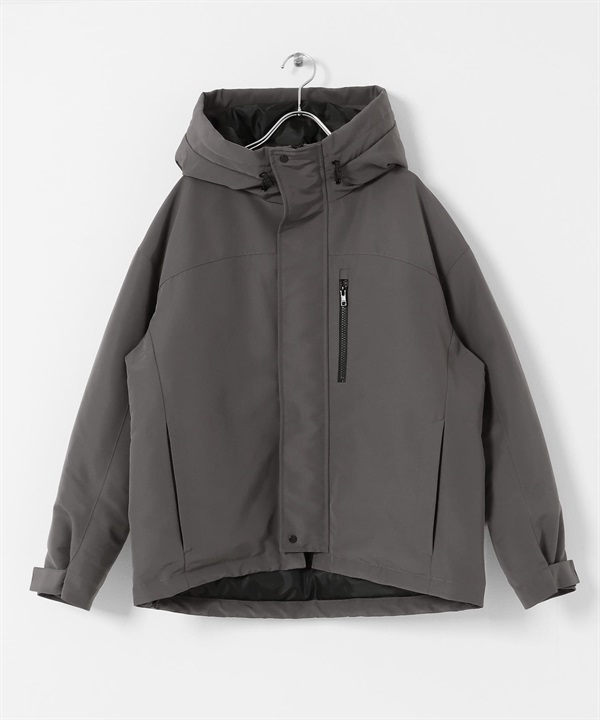防潑水連帽羽絨外套(炭灰色-FREE-CHARCOAL GRAY)