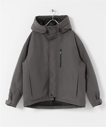 防潑水連帽羽絨外套(炭灰色-FREE-CHARCOAL GRAY)