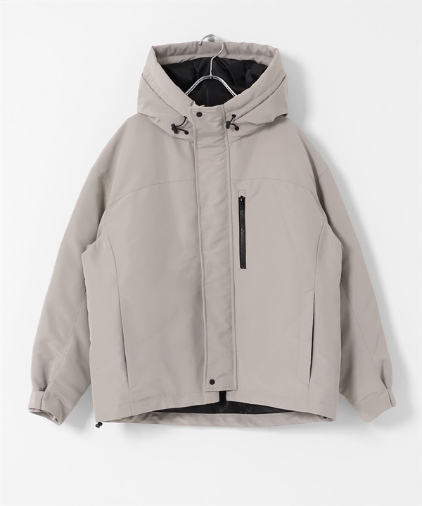 防潑水連帽羽絨外套(灰膚色-FREE-其他灰色)