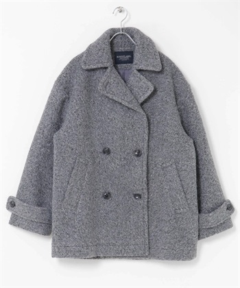 仿羊毛捲毛絨繭型大衣(灰色-FREE-GRAY)