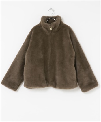 仿皮草夾克(棕色-FREE-BROWN)