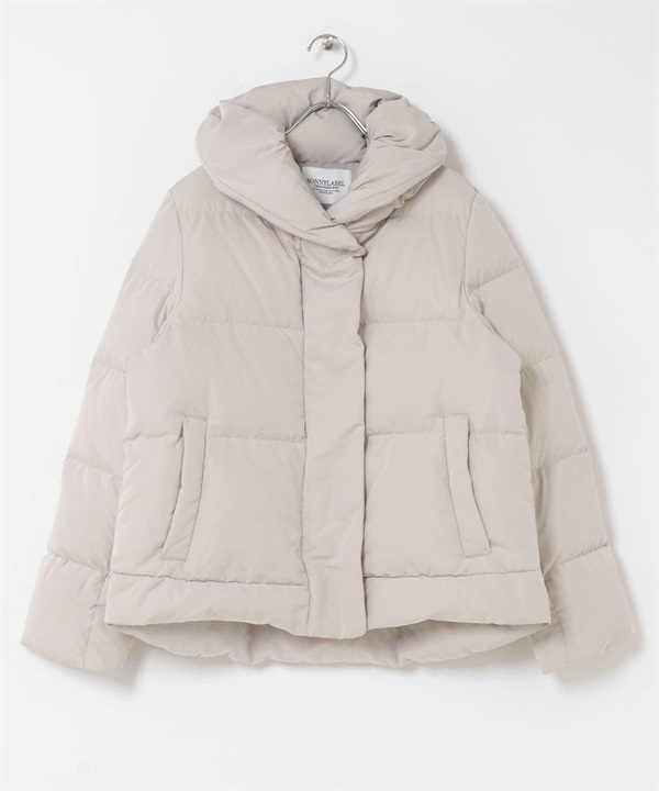 防潑水新月領中長版羽絨大衣(淺灰色-FREE-LIGHT GRAY)