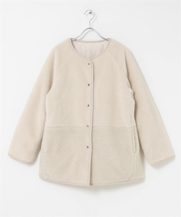 雙面穿絨毛防潑水絎縫大衣(象牙白-FREE-IVORY)