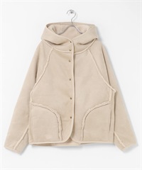 雙面穿仿羊皮連帽大衣(象牙白x膚色-36-IVORY)