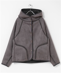 雙面穿仿羊皮連帽大衣(炭灰色x炭灰色-36-CHARCOAL GRAY)