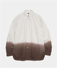 nanamica / Regular Collar Wind Shirt 漸層暈染條紋襯衫(白條紋-M-BEIGE)