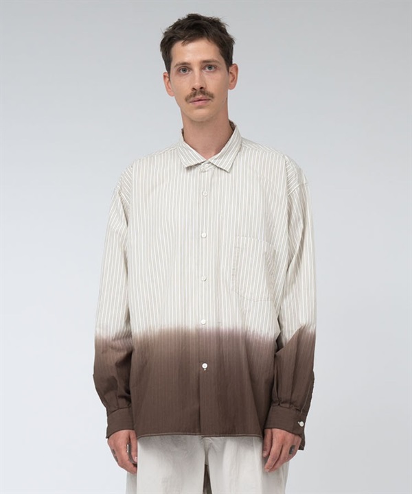 nanamica / Regular Collar Wind Shirt 漸層暈染條紋襯衫