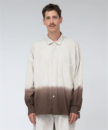 nanamica / Regular Collar Wind Shirt 漸層暈染條紋襯衫