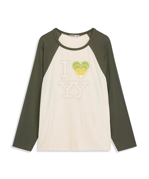 OPEN YY / I LOVE YY RAGLAN TEE(綠色-S-LIGHT KHAKI)