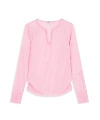 OPEN YY / MESH HOOK HENLEY LONG SLEEVE(粉紅色-S-LIGHT PINK)