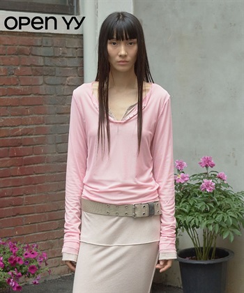 OPEN YY / MESH HOOK HENLEY LONG SLEEVE