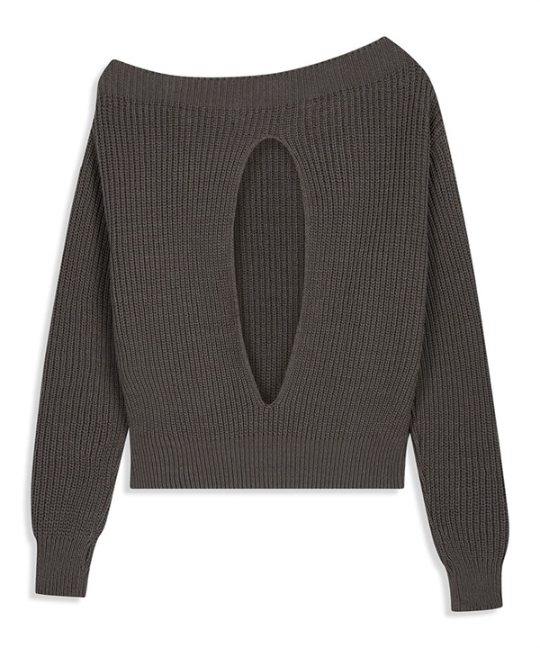 OPEN YY / BADGE APPLIQUÉ KNIT PULLOVER(炭灰色-S-CHARCOAL GRAY)