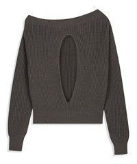 OPEN YY / BADGE APPLIQUÉ KNIT PULLOVER(炭灰色-S-CHARCOAL GRAY)