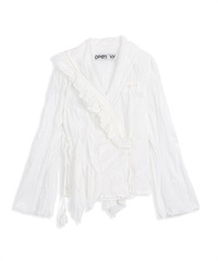OPEN YY / UNBALANCED RUFFLE BLOUSE(白色-S-WHITE)