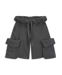OPEN YY / ROLLED WAIST WAFFLE CARGO SHORTS(炭灰色-S-CHARCOAL GRAY)