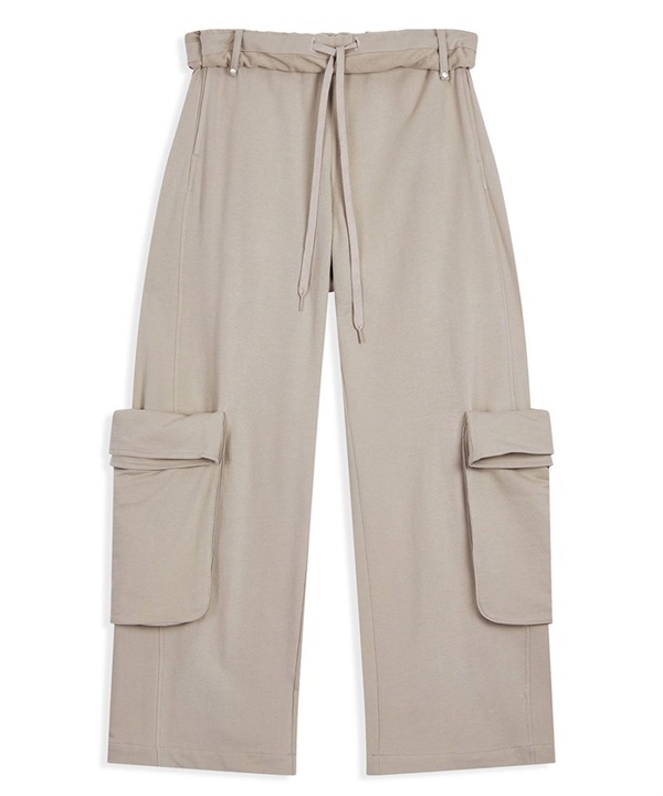 OPEN YY / ROLLED WAIST SWEAT CARGO PANTS(膚色-S-BEIGE)