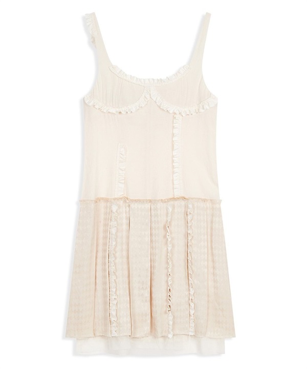 OPEN YY / FLAPPER PLEATS DRESS(象牙白-S-IVORY)