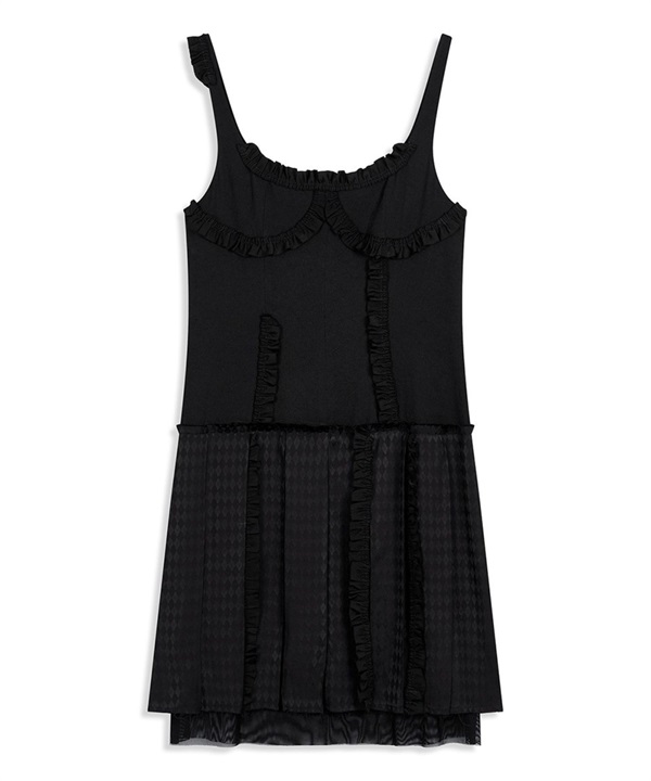 OPEN YY / FLAPPER PLEATS DRESS(黑色-S-BLACK)