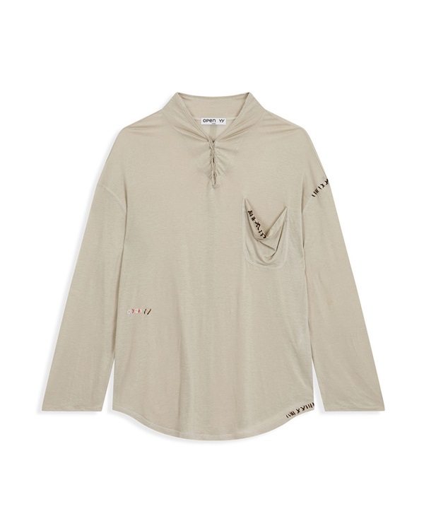 OPEN YY / HOOK HENLEY STITCH TOP(膚色-S-BEIGE)