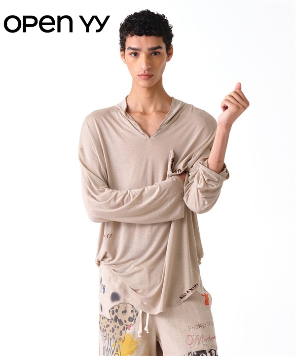 OPEN YY / HOOK HENLEY STITCH TOP