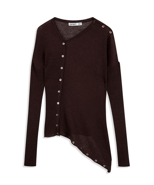 OPEN YY / CONVERTIBLE DRAPE CARDIGAN(棕色-S-BROWN)