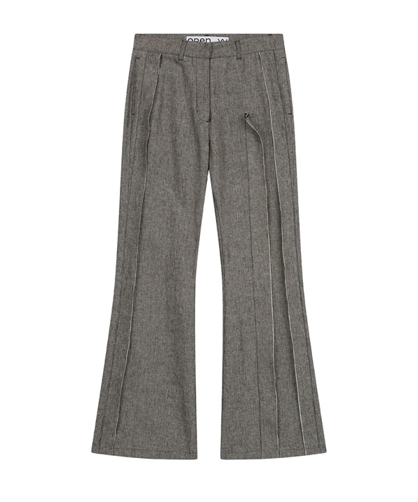 OPEN YY / LINEN PANELLED RAW-CUT PANTS(棕色-S-BROWN)