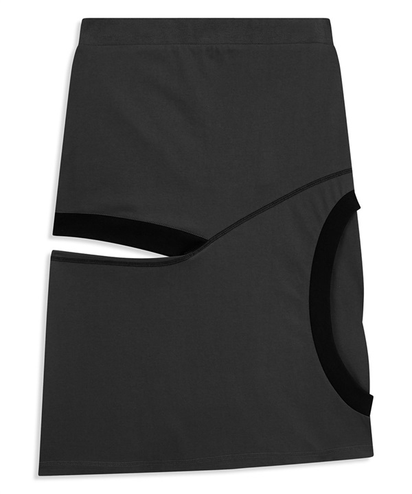 OPEN YY / COLOR BLOCK PANEL CUTOUT SKIRT(炭灰色-S-CHARCOAL GRAY)