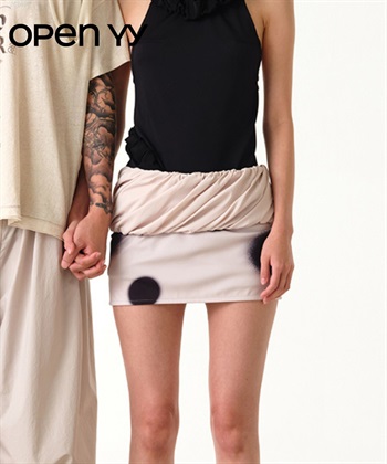 OPEN YY / ROLLED WAIST DOT MINI SKIRT