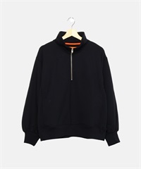 UNIVERSAL OVERALL / 半拉鍊蓬袖休閒上衣(黑色-FREE-BLACK)