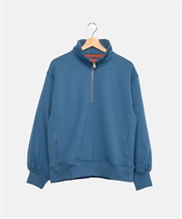 UNIVERSAL OVERALL / 半拉鍊蓬袖休閒上衣(灰藍色-FREE-其他藍色)