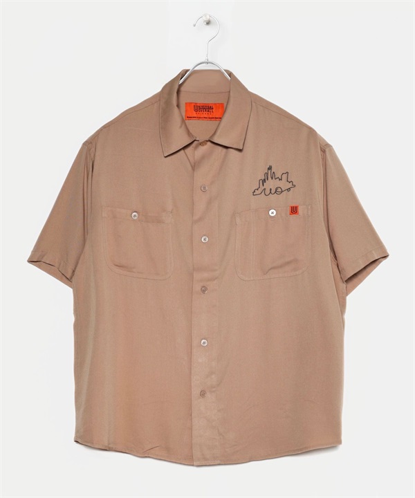 UNIVERSAL OVERALL / 芝加哥刺繡印花襯衫(膚色-M-BEIGE)