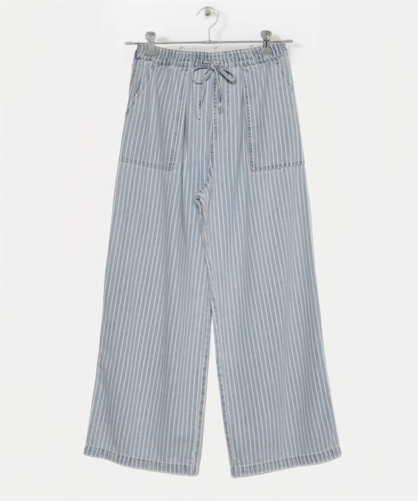 UNIVERSAL OVERALL / 寬鬆條紋貝克褲(淺藍色-FREE-LIGHT INDIGO BLUE)