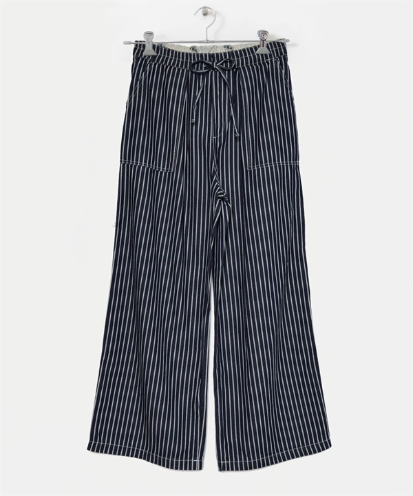 UNIVERSAL OVERALL / 寬鬆條紋貝克褲(牛仔原色-FREE-ONE WASH)