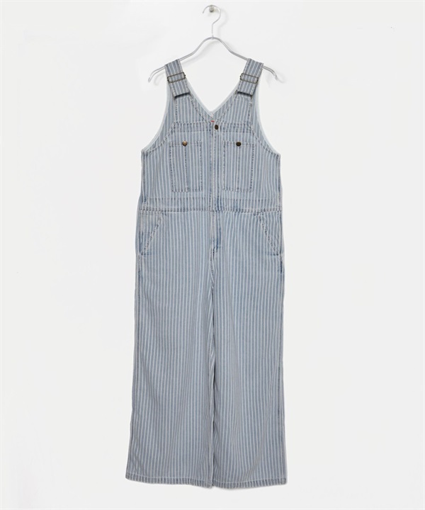 UNIVERSAL OVERALL / 條紋丹寧連身吊帶褲(淺藍色-FREE-LIGHT INDIGO BLUE)