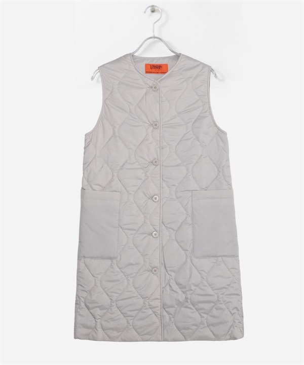 UNIVERSAL OVERALL / QUILT LONG VEST(灰色-FREE-GRAY)