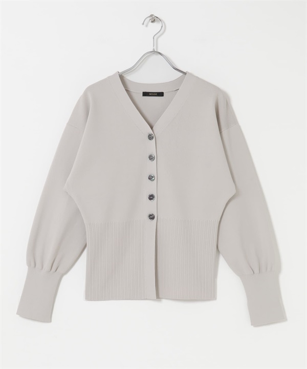 鈕扣設計V領羅紋針織衫(淺灰膚色-Free-其他膚色)