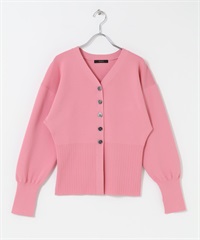 鈕扣設計V領羅紋針織衫(粉紅色-Free-PINK)