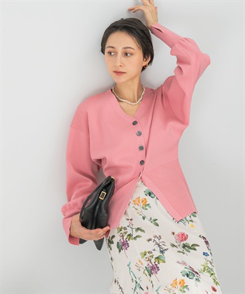 鈕扣設計V領羅紋針織衫