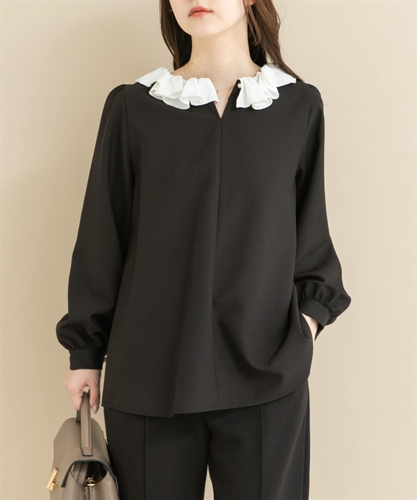2WAY荷葉領罩衫