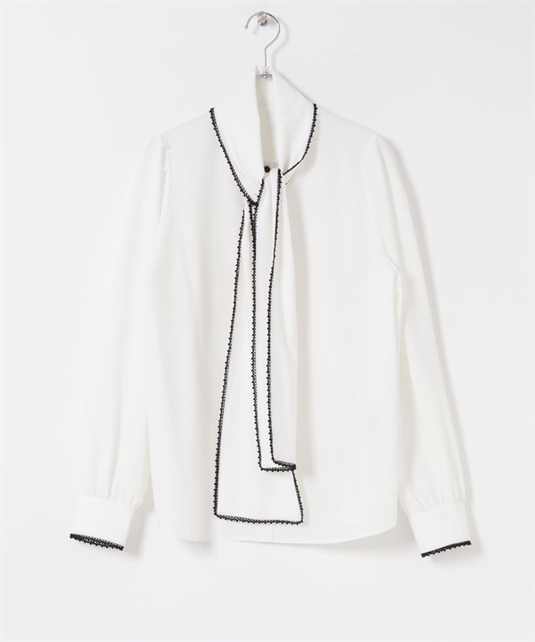 花邊領結罩衫(米白色-FREE-OFF WHITE)