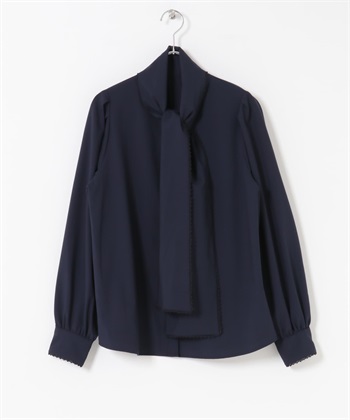 花邊領結罩衫(藏青色-FREE-NAVY)