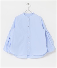 可機洗蓬袖罩衫(薩克斯藍-Free-其他藍色)