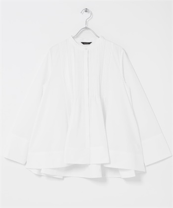 可機洗細褶傘狀罩衫(米白色-Free-OFF WHITE)