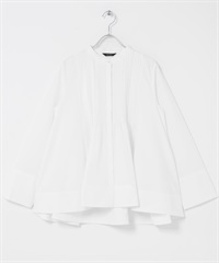 可機洗細褶傘狀罩衫(米白色-Free-OFF WHITE)