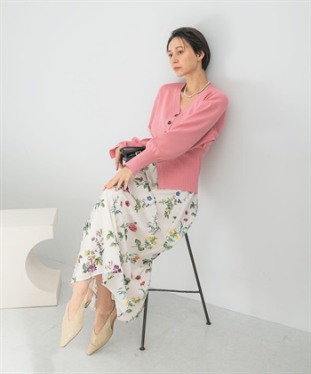 植物印花設計長裙