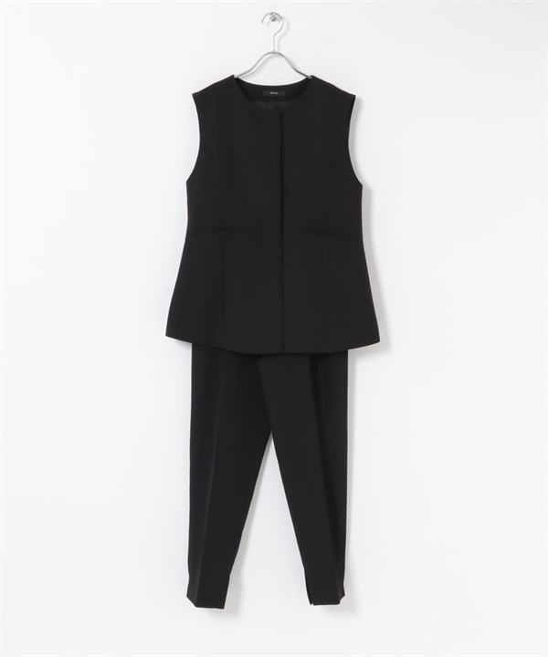 【成套組合】荷葉下襬背心 × 錐形褲(黑色-TALL-BLACK)