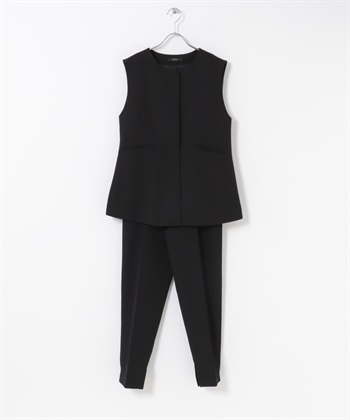 【成套組合】荷葉下襬背心 × 錐形褲(黑色-38-BLACK)