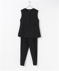 【成套組合】荷葉下襬背心 × 錐形褲(黑色-TALL-BLACK)