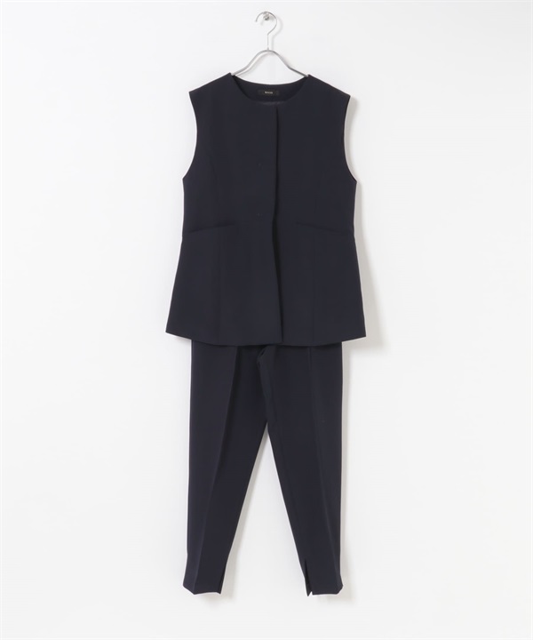 【成套組合】荷葉下襬背心 × 錐形褲(藏青色-TALL-NAVY)